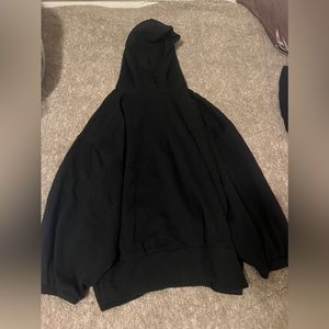 zara black oversized baggy cute plain hoodie cuffed sleeves